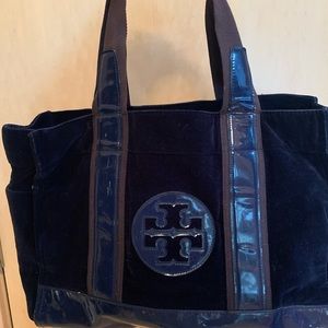 Tory Burch Navy Velvet Ella Tote